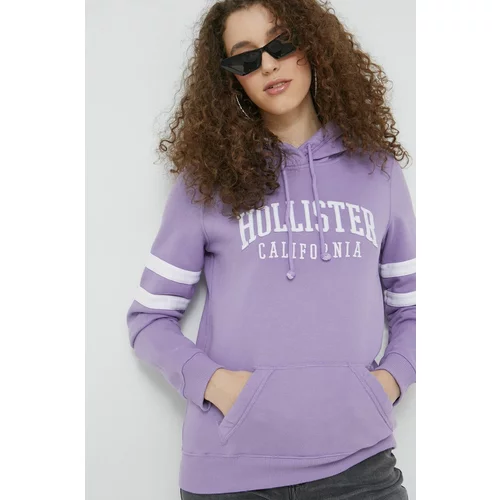 Hollister Co. Bluza ženska, vijolična barva, s kapuco