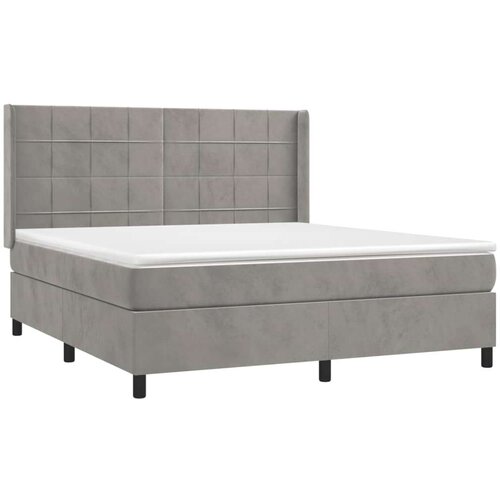  Box spring s madracem LED svjetlosivi 180x200 cm bar&amp;scaron;un Slike