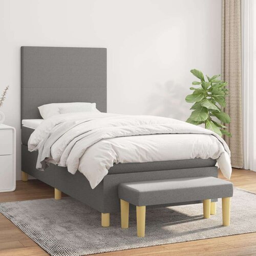  Box spring postelja z vzmetnico temno siva 80x200 cm blago, (20791528) Slike