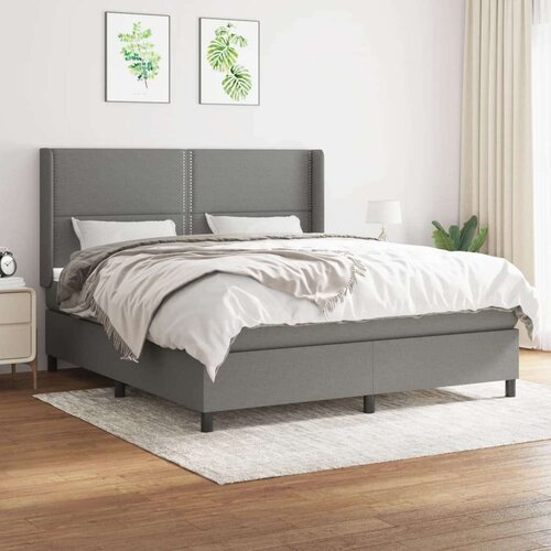  Box spring postelja z vzmetnico temno siva 180x200 cm blago, (20899467) Cene