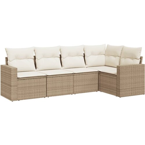 vidaXL 5-dijelni vrtni set sofa s jastucima bež od poliratana Cijene