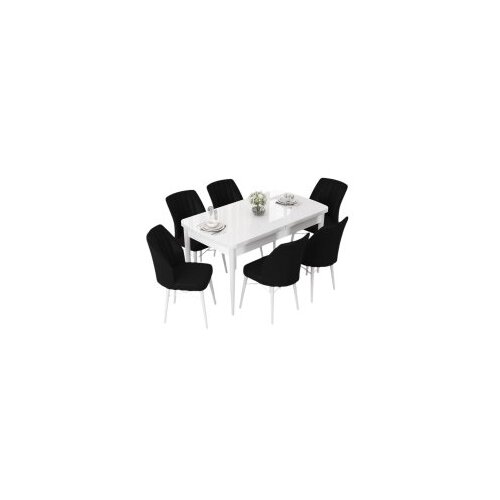 Hanah home Set Trpezarijski sto i 6 stolica Nef, Crno-bijela Cijene
