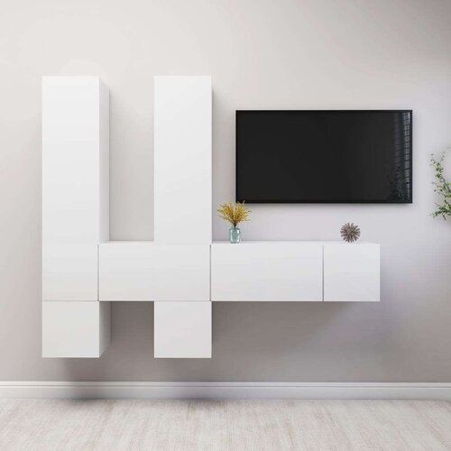  7-dijelni set TV ormarića bijeli od iverice Slike