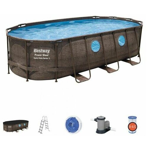 Bestway Bazen sa čeličnim okvirom Power Steel Swim Vista (Smeđe boje, 13.430 l) Cijene