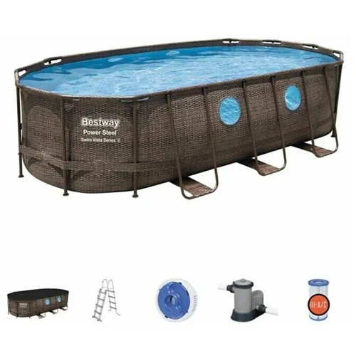 Bestway Bazen sa čeličnim okvirom Power Steel Swim Vista (Smeđe boje, 13.430 l)