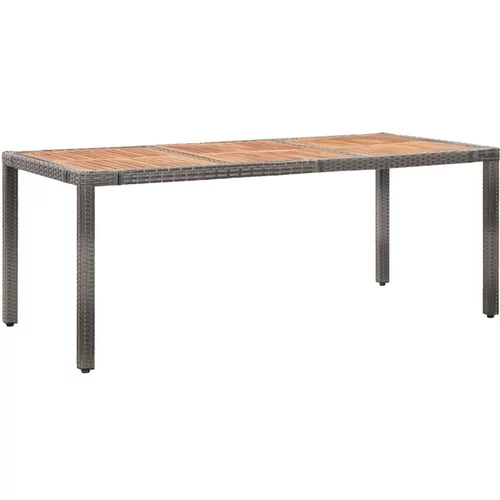  Vrtna miza 190x90x75 cm poli ratan in akacijev les siva