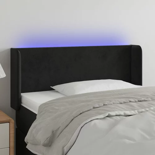 vidaXL LED posteljno vzglavje črno 93x16x78/88 cm žamet