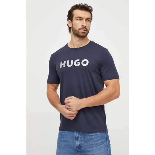 Hugo Pamučna majica za muškarce, boja: tamno plava, s tiskom