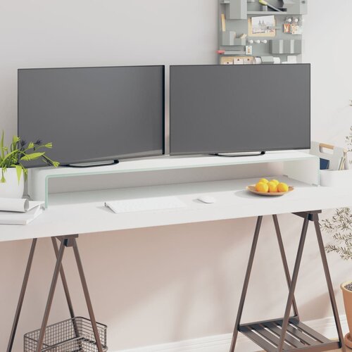 VidaXL Stojalo za TV / ekran stekleno belo 120x30x13 cm Slike