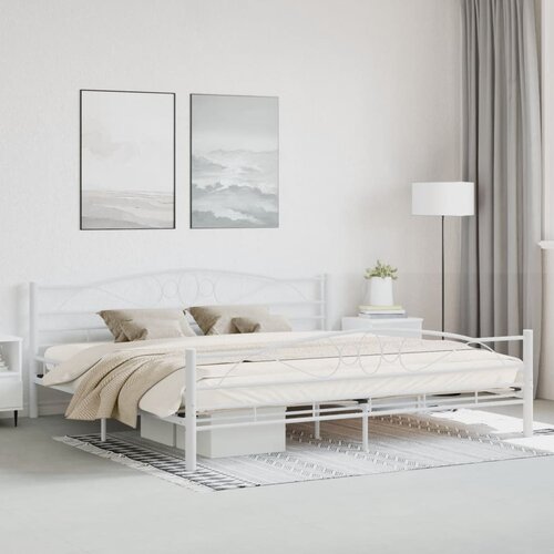 The Living Store Posteljni okvir bel kovinski 200x200 cm - Posteljni Okvir, (21524099) Slike