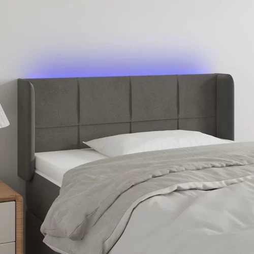vidaXL LED posteljno vzglavje temno sivo 93x16x78/88 cm žamet