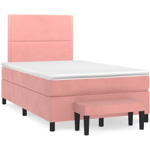  Krevet s oprugama i madracem ružičasti 120 x 190 cm baršunasti