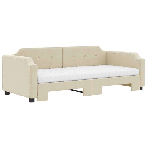  Dnevni krevet na razvlačenje krem 100 x 200 cm od tkanine Slike