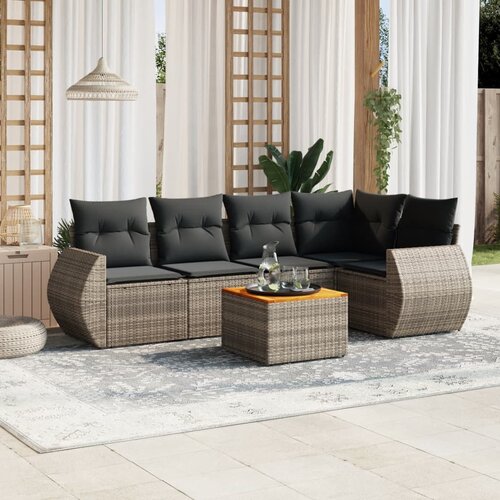vidaXL 6-dijelni set vrtnih sofa od poliratana s jastucima sivi Cijene
