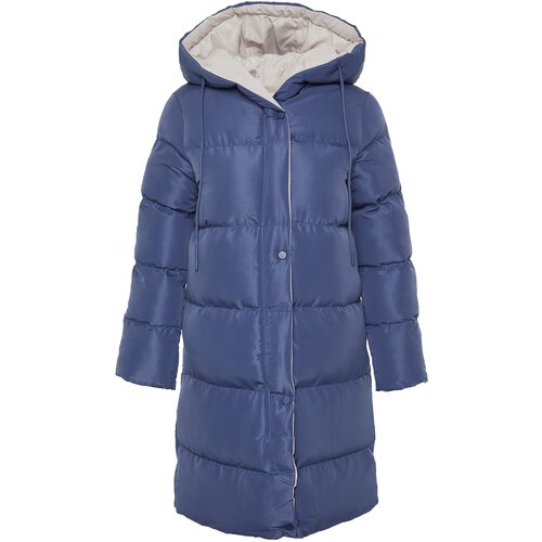 Trendyol grey-blue reversible hooded water repellent long puffer jacket Slike