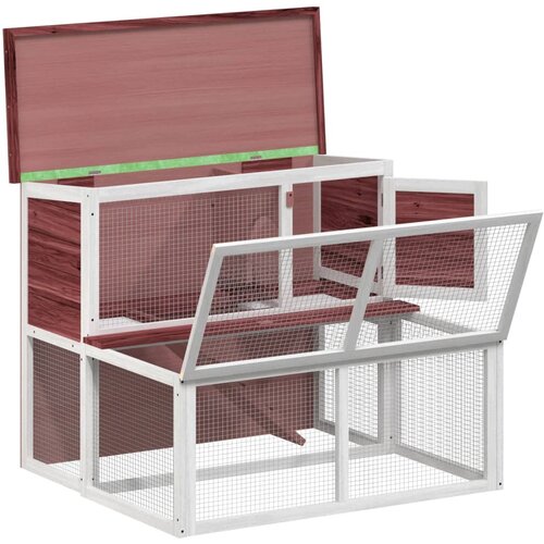  Kavez za zečeve boja kave 102x90x84,5 cm od masivne borovine Slike