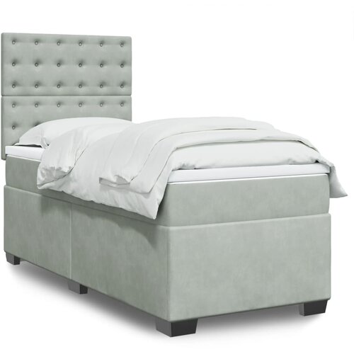 VidaXL Box spring postelja z vzmetnico svetlo siva 100x200 cm žamet Slike
