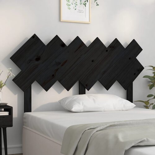 Uzglavlje za krevet Crno 132x3x81 cm od masivne borovine Slike
