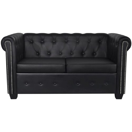 Maison Chic Chesterfield kavč - Sofa - Kanape dvosed umetno usnje črne barve, (21727110) Cene