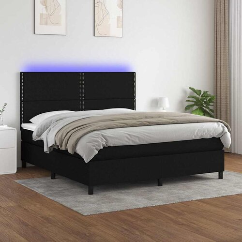  box spring s madracem LED crni 180x200 cm od tkanine Cijene