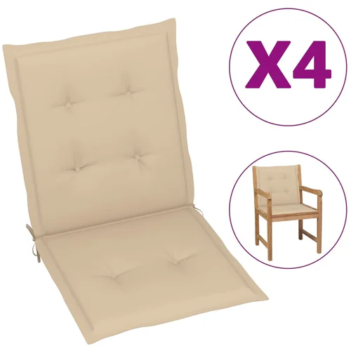 vidaXL Blazine za vrtne stole 4 kosi bež 100x50x3 cm