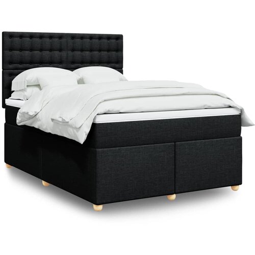 VidaXL Krevet s oprugama i madracem crni 140 x 190 cm od tkanine Slike