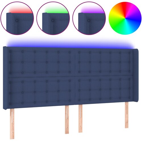 Maison Chic led posteljno vzglavje - vzglavna omarica - nočna omarica modro 203x16x118/128 cm blago, (21713053) Cene