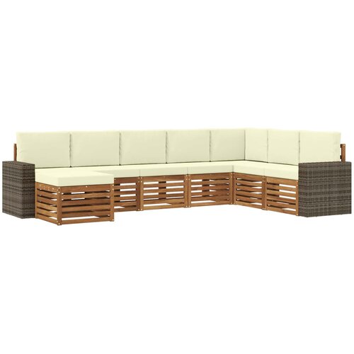 vidaXL Zunanja garnitura za sedenje z blazino 8 pcs Naravna in smetana, (5000280908) Cene