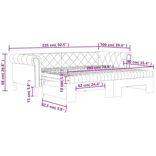 vidaXL Izvlečna dnevna postelja z vzmetnicami krem 90x200 cm Cene