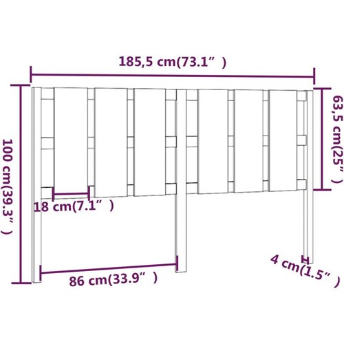 VidaXL uzglavlje za krevet boja meda 185,5x4x100 cm masivna borovina Slike