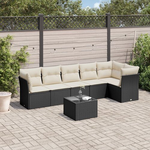 VidaXL 7-dijelni set vrtnih sofa od poliratana s jastucima crni Slike