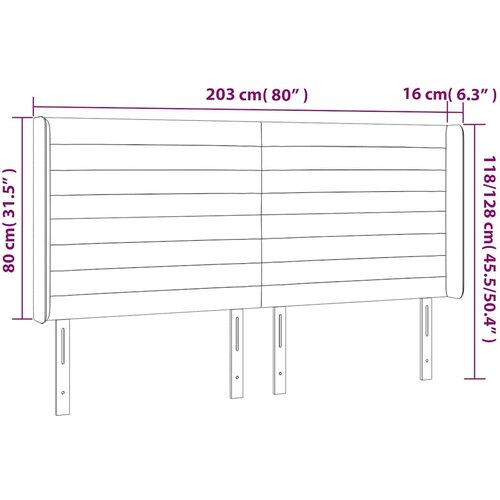  Uzglavlje s u&amp;scaron;ima tamnozeleno 203x16x118/128 cm bar&amp;scaron;unasto Slike