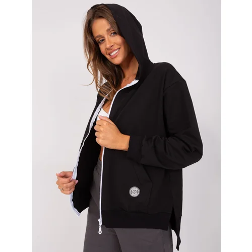 Fashion Hunters Black zip-up sweatshirt with asymmetrical cut