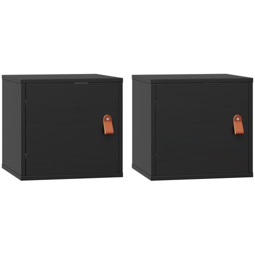  Zidni ormarići 2 kom crni 31,5 x 30 x 30 cm od masivne borovine Slike