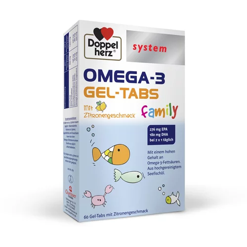 Doppelherz System Omega-3 Family, gel-tablete z okusom limone