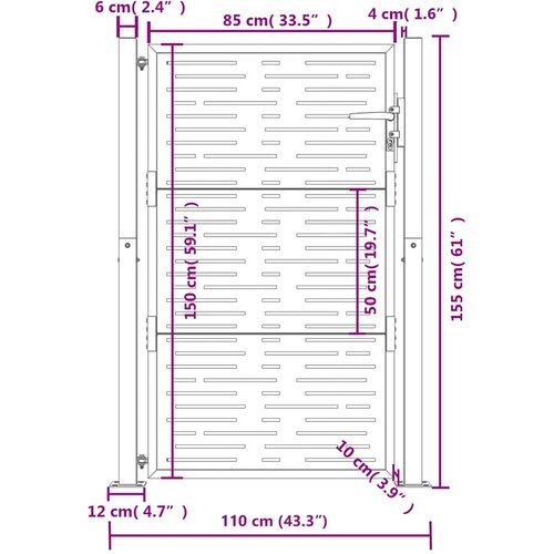  Vrtna vrata antracit boje 100x150 cm čelična kvadratna dizajna Slike