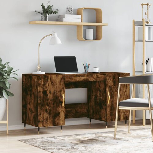 vidaXL Pisalna miza dimljeni hrast 140x50x75 cm inženirski les Cene