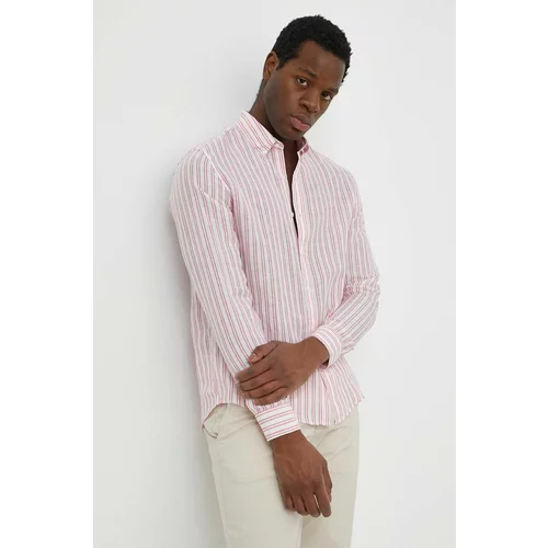 Michael Kors Lanena košulja boja: ružičasta, regular, s button-down ovratnikom