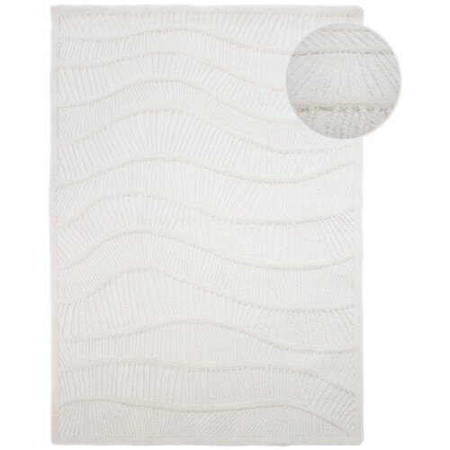 Flair Rugs Bela ročno tkana preproga iz me&scaron;anice volne 200x290 cm Sculptured Wave &ndash; Cene