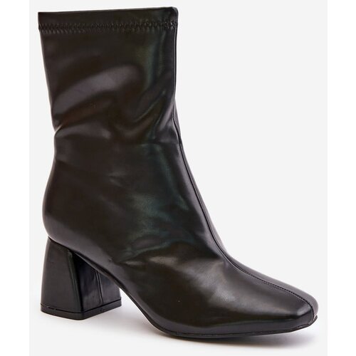 Kesi Smooth women&amp;#039;s ankle boots with heels made of eco-leather black Izariel Slike