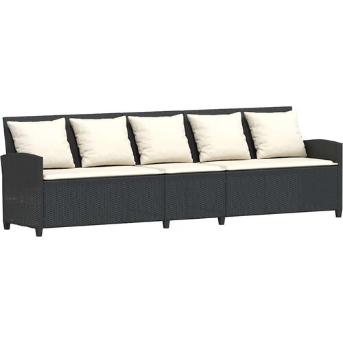 vidaXL Vrtna sofa 5-sjed s jastucima crni poliratan Cijene