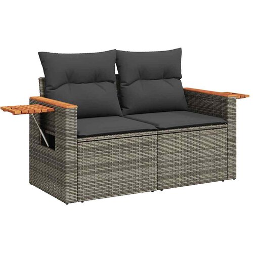  6-dijelni set vrtnih sofa poliratan i bagrem s jastucima sivi Slike