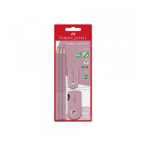 Faber Castell grafitna olovka FC set polyblister 2 graf. ol pink + rezač + gumica Sleeve ( F143 ) Cene