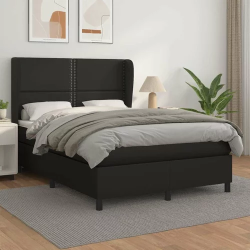  Box spring postelja z vzmetnico črn 140x200 cm umetno usnje, (20725624)