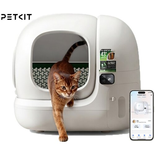 Petkit PUROBOT MAX 3 pametno mačje strani&amp;scaron;če, za vse velikosti, 76L prostornina, 360&amp;deg; varnostna za&amp;scaron;čita, ShieldBase Leak-Guard, nadzor vonja, (5000331108) Slike