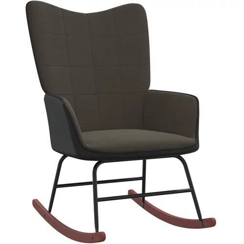 vidaXL Gugalni stol temno siv žamet in PVC
