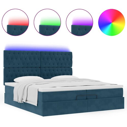  Otomanski okvir kreveta s madracima plavi 200x200cm bar&amp;scaron;unasti Slike