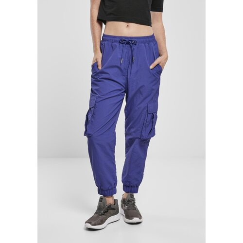 Urban Classics Ladies High Waist Crinkle Nylon Cargo Pants Bluepurple Cene