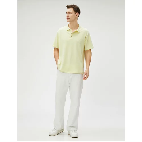 Koton Polo T-Shirt Buttoned Textured Short Sleeve
