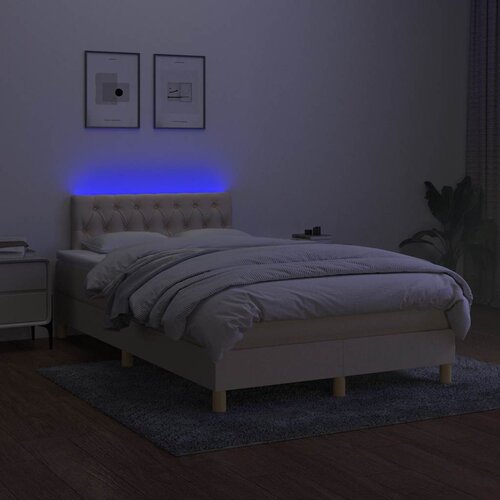  box spring s madracem LED krem 120 x 200 cm od tkanine Slike